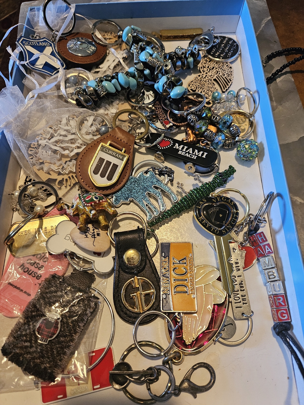 Assorted Keychain Collection - Turquoise, Black & Gold Accents
